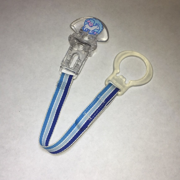 MAM Lamb Sheep Pacifier Leash Clip Striped Blue - Picture 2 of 8